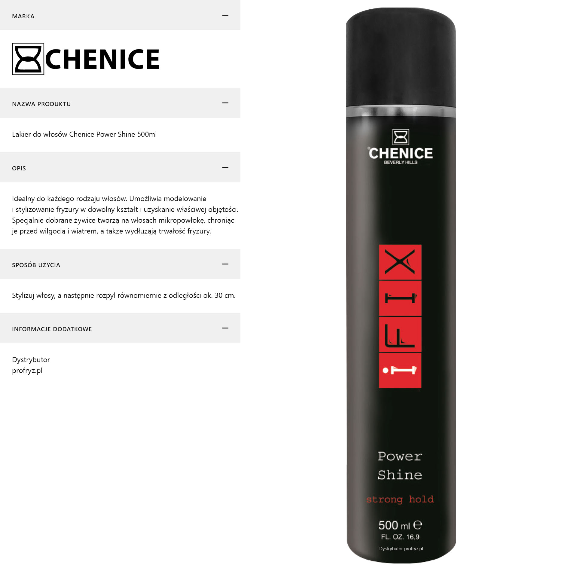 Lakier do włosów Chenice Power Shine